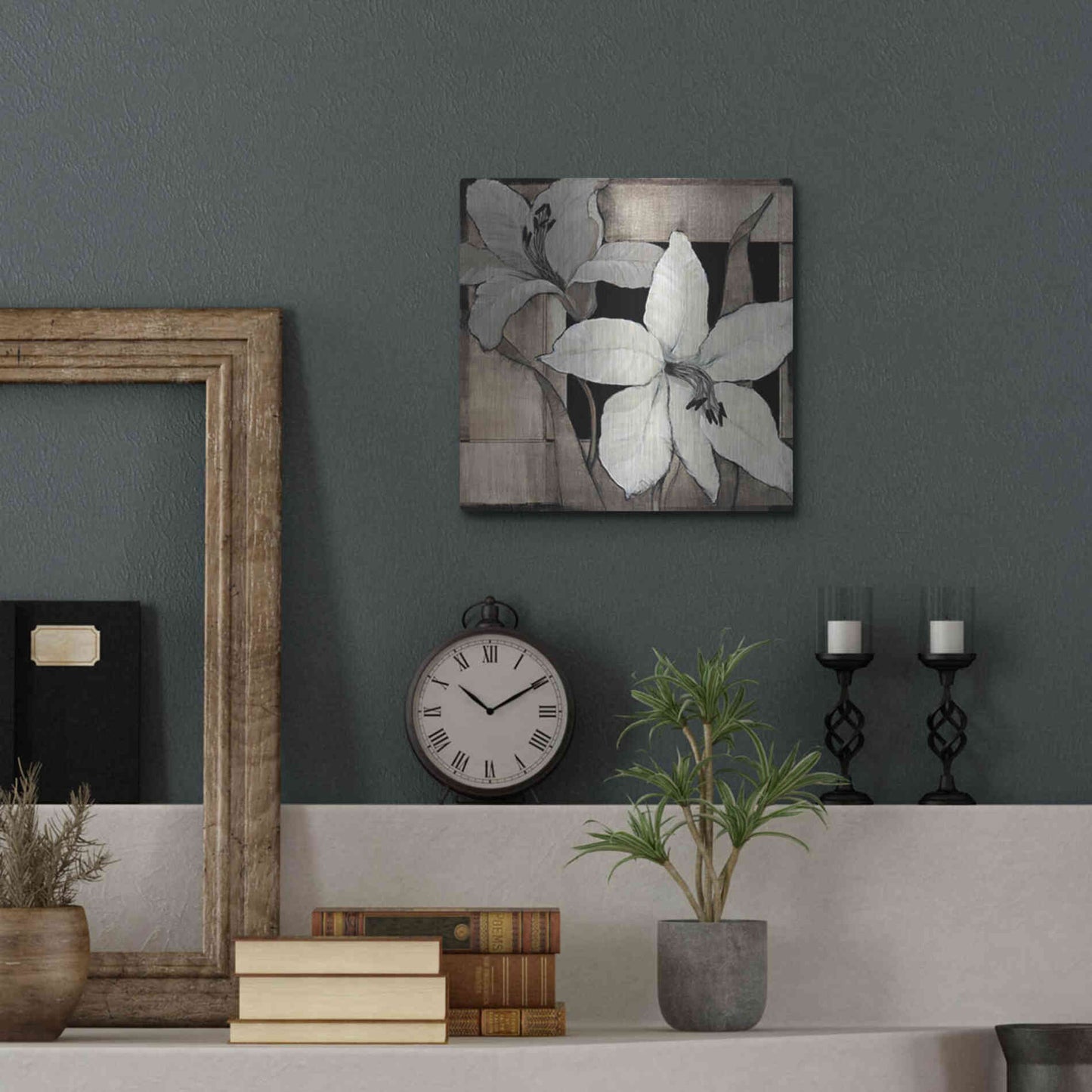 Luxe Metal Art 'Dramatic Lily Grid II' by Tim O'Toole, Metal Wall Art,12x12