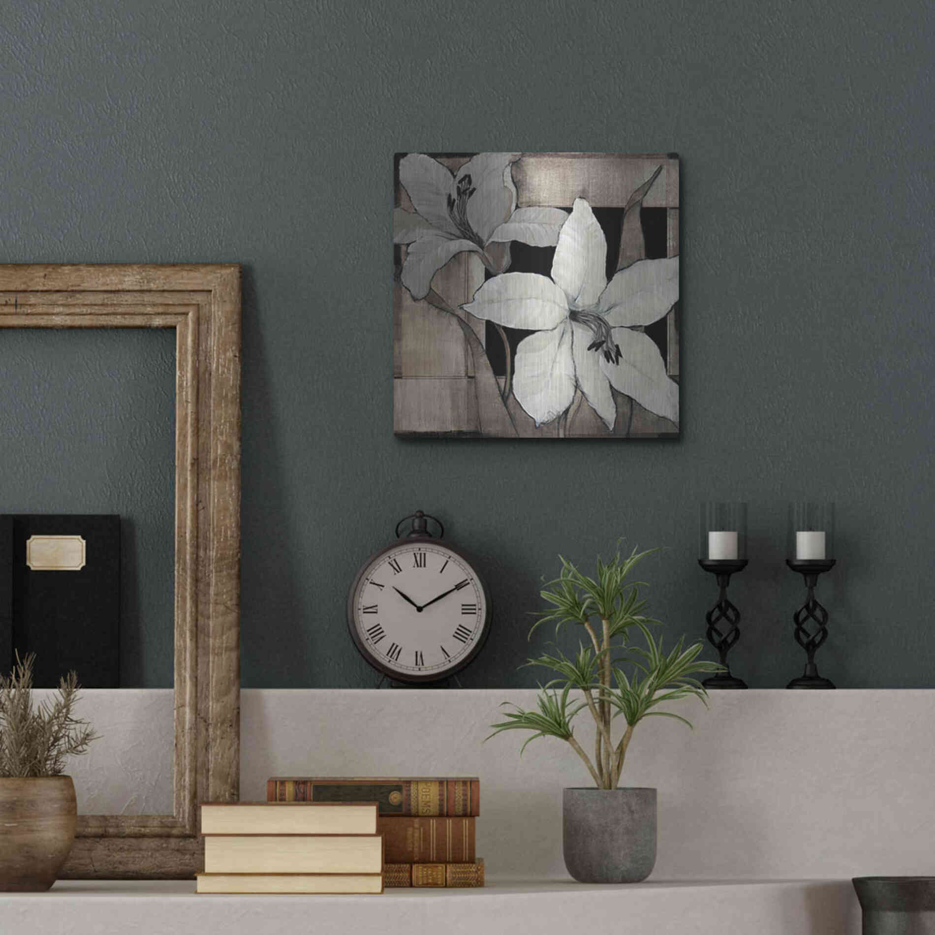 Luxe Metal Art 'Dramatic Lily Grid II' by Tim O'Toole, Metal Wall Art,12x12