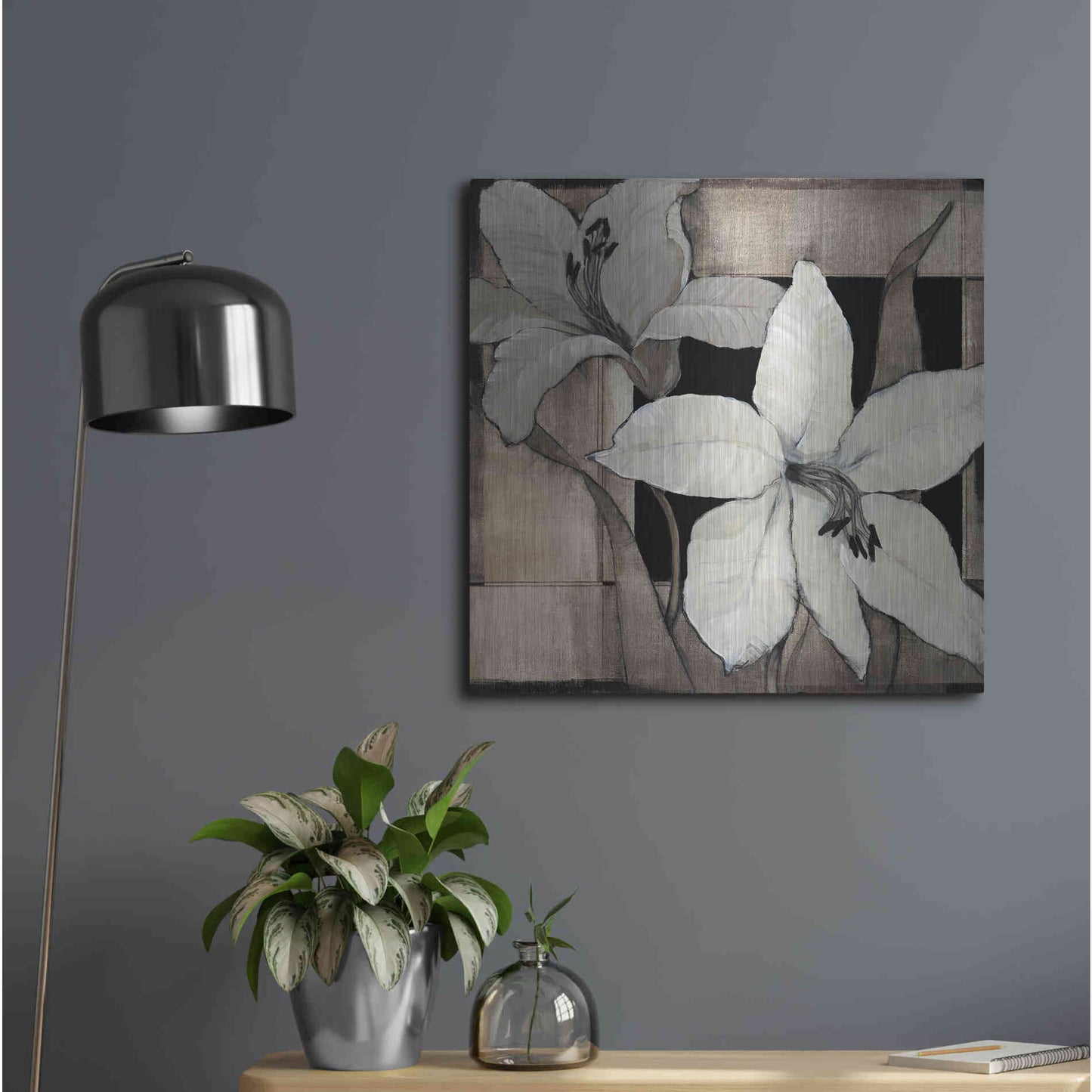 Luxe Metal Art 'Dramatic Lily Grid II' by Tim O'Toole, Metal Wall Art,24x24