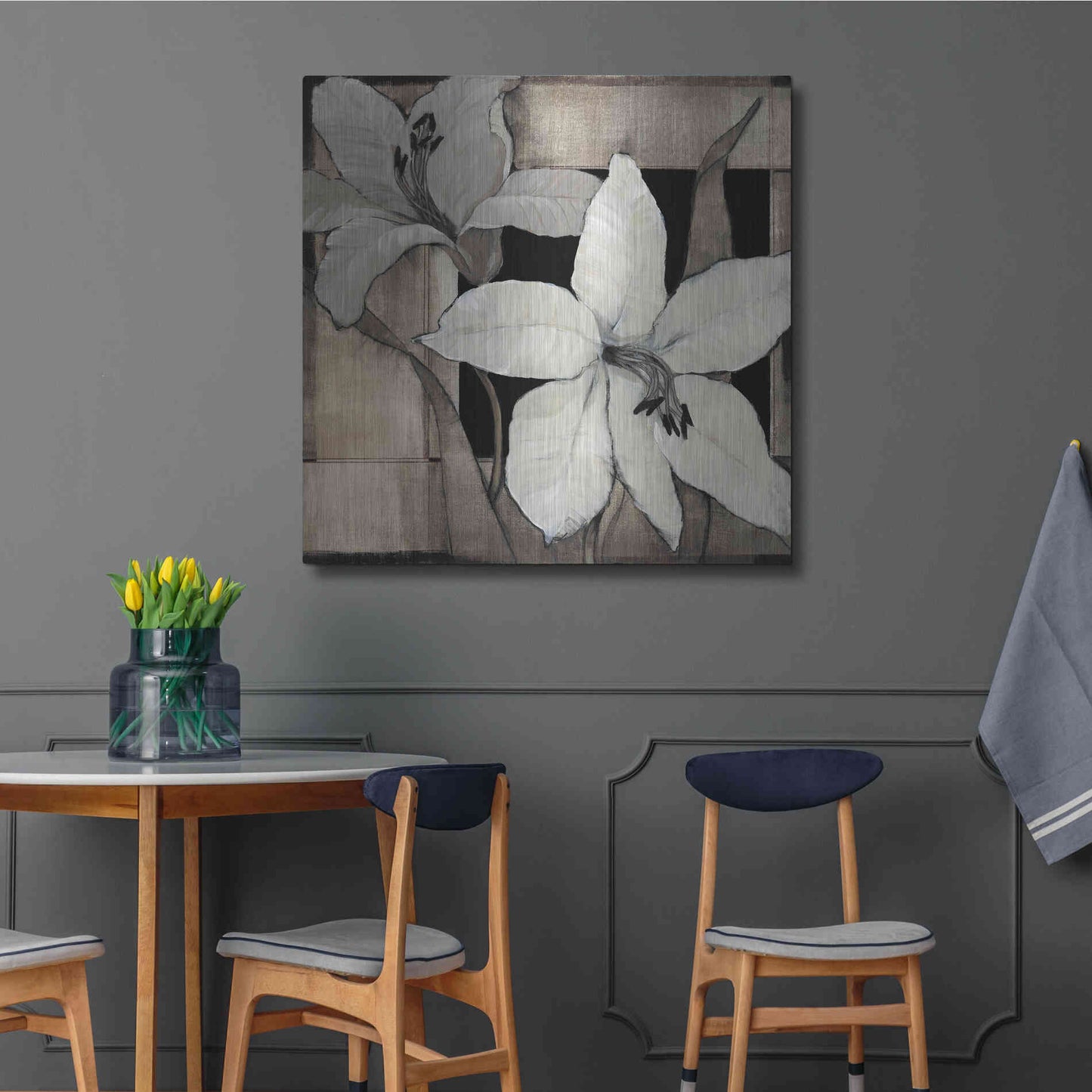 Luxe Metal Art 'Dramatic Lily Grid II' by Tim O'Toole, Metal Wall Art,36x36