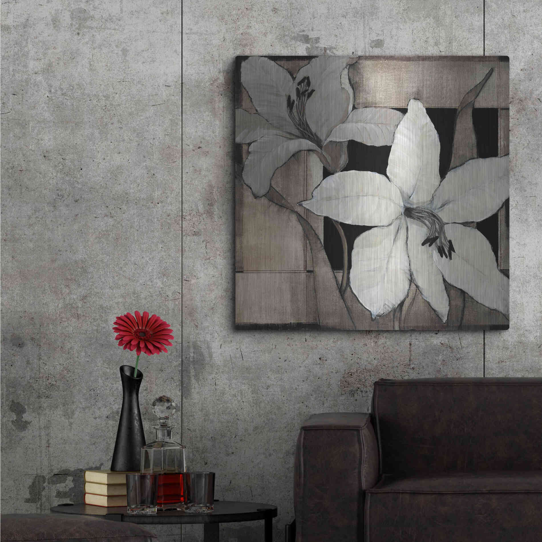 Luxe Metal Art 'Dramatic Lily Grid II' by Tim O'Toole, Metal Wall Art,36x36
