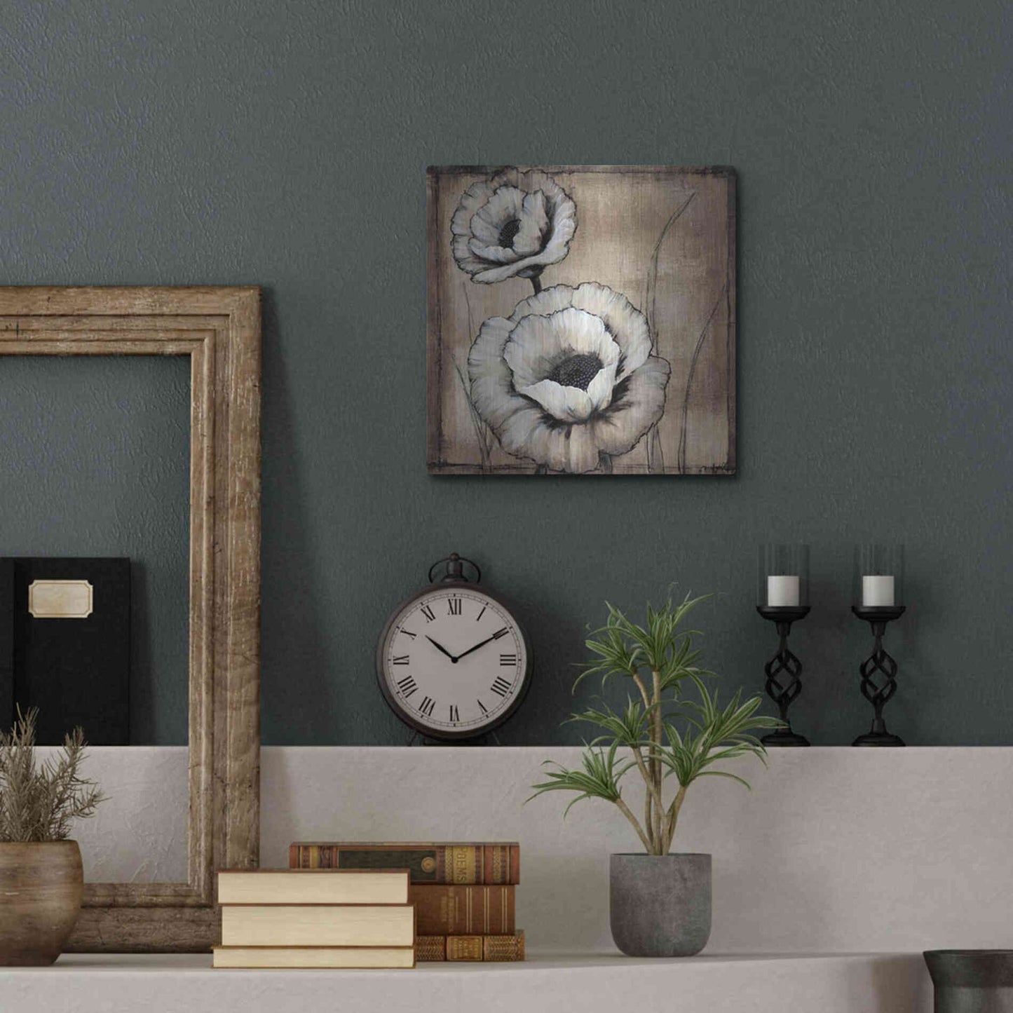 Luxe Metal Art 'Neutral Poppies II' by Tim O'Toole, Metal Wall Art,12x12