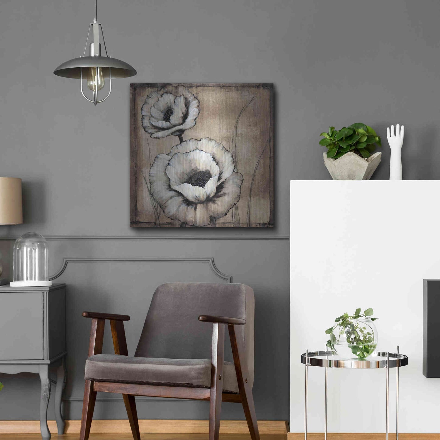 Luxe Metal Art 'Neutral Poppies II' by Tim O'Toole, Metal Wall Art,24x24