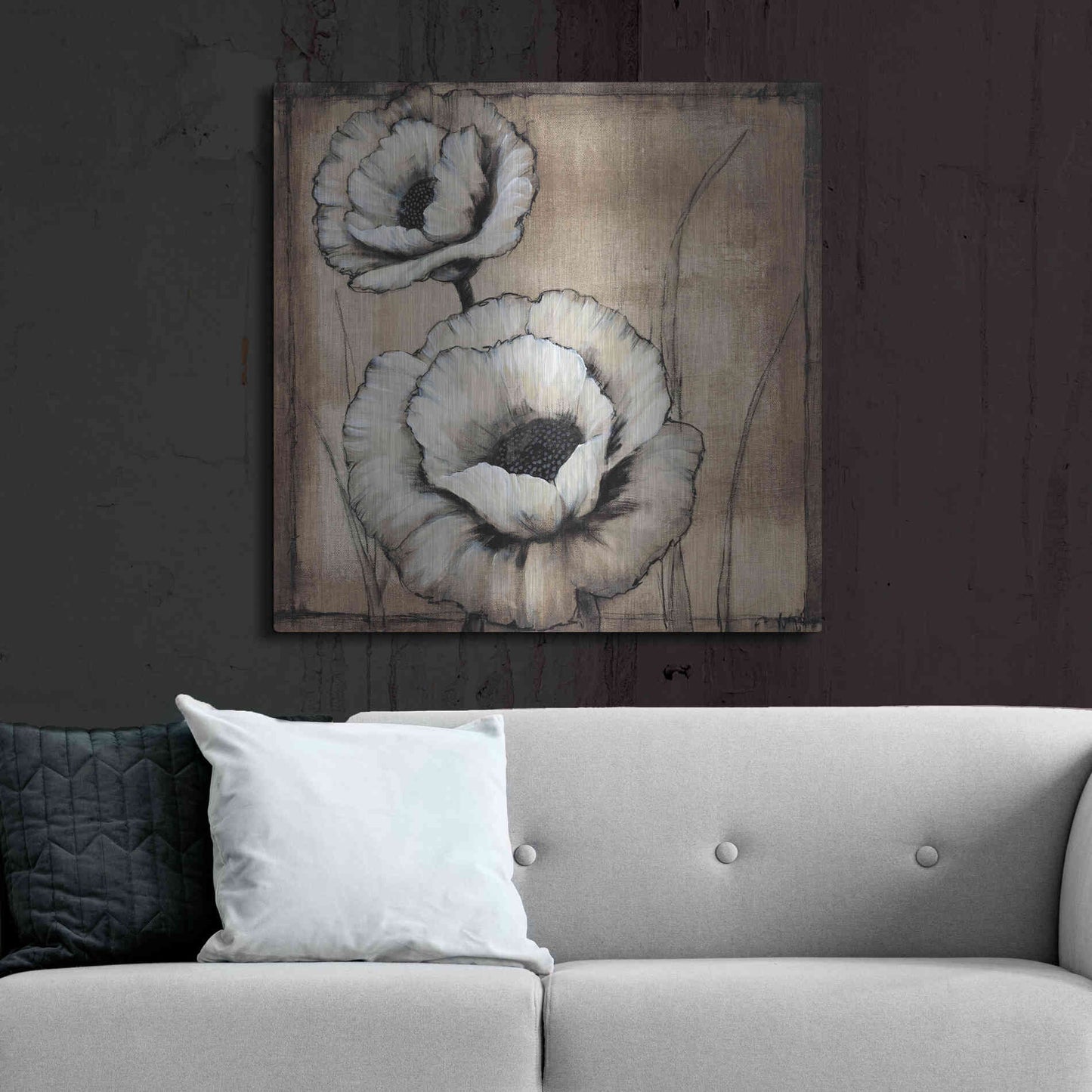 Luxe Metal Art 'Neutral Poppies II' by Tim O'Toole, Metal Wall Art,36x36