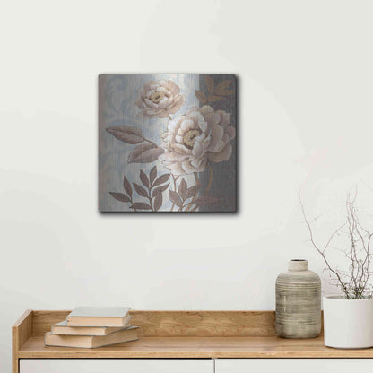 Luxe Metal Art 'Parisian Peony I' by Tim O'Toole, Metal Wall Art,12x12