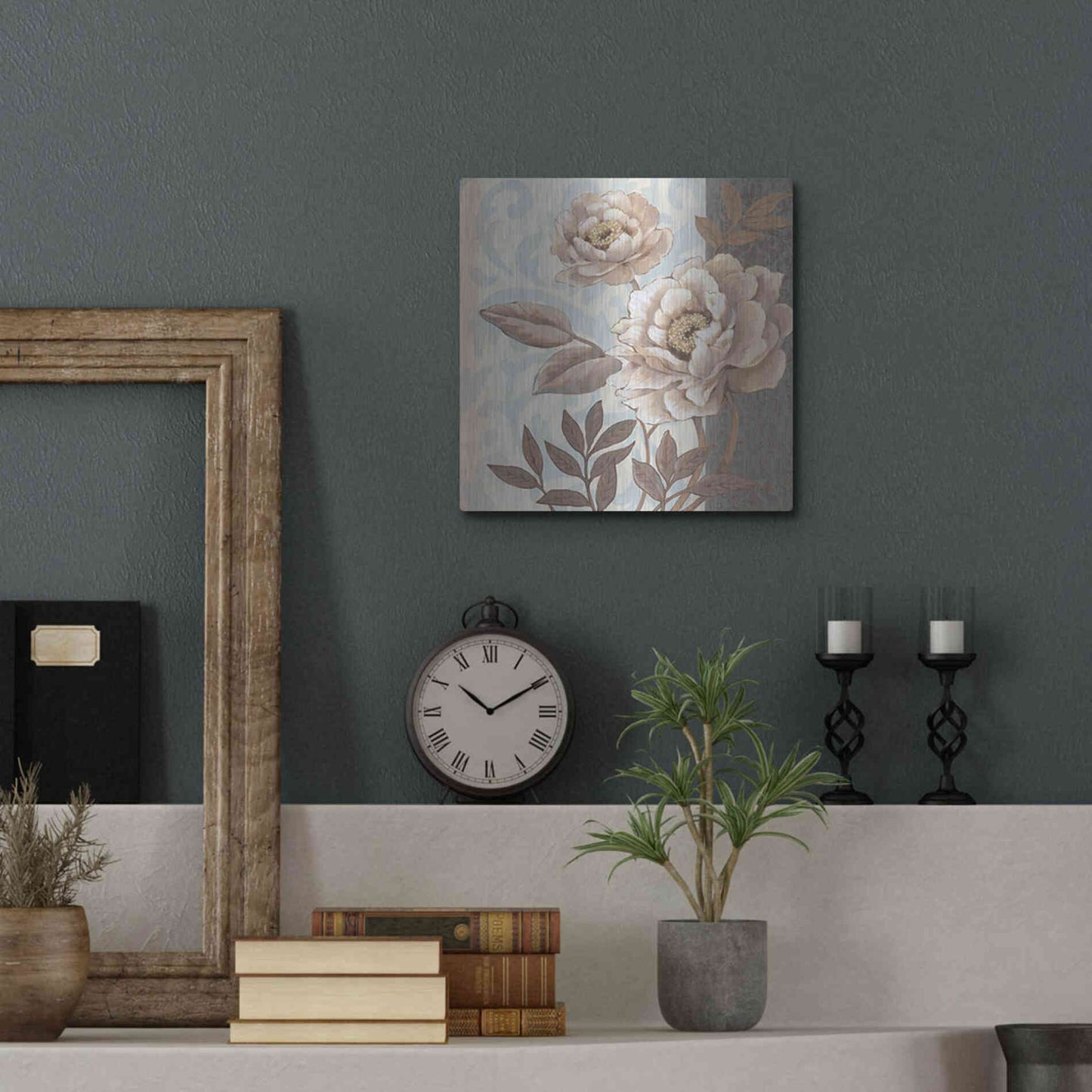 Luxe Metal Art 'Parisian Peony I' by Tim O'Toole, Metal Wall Art,12x12