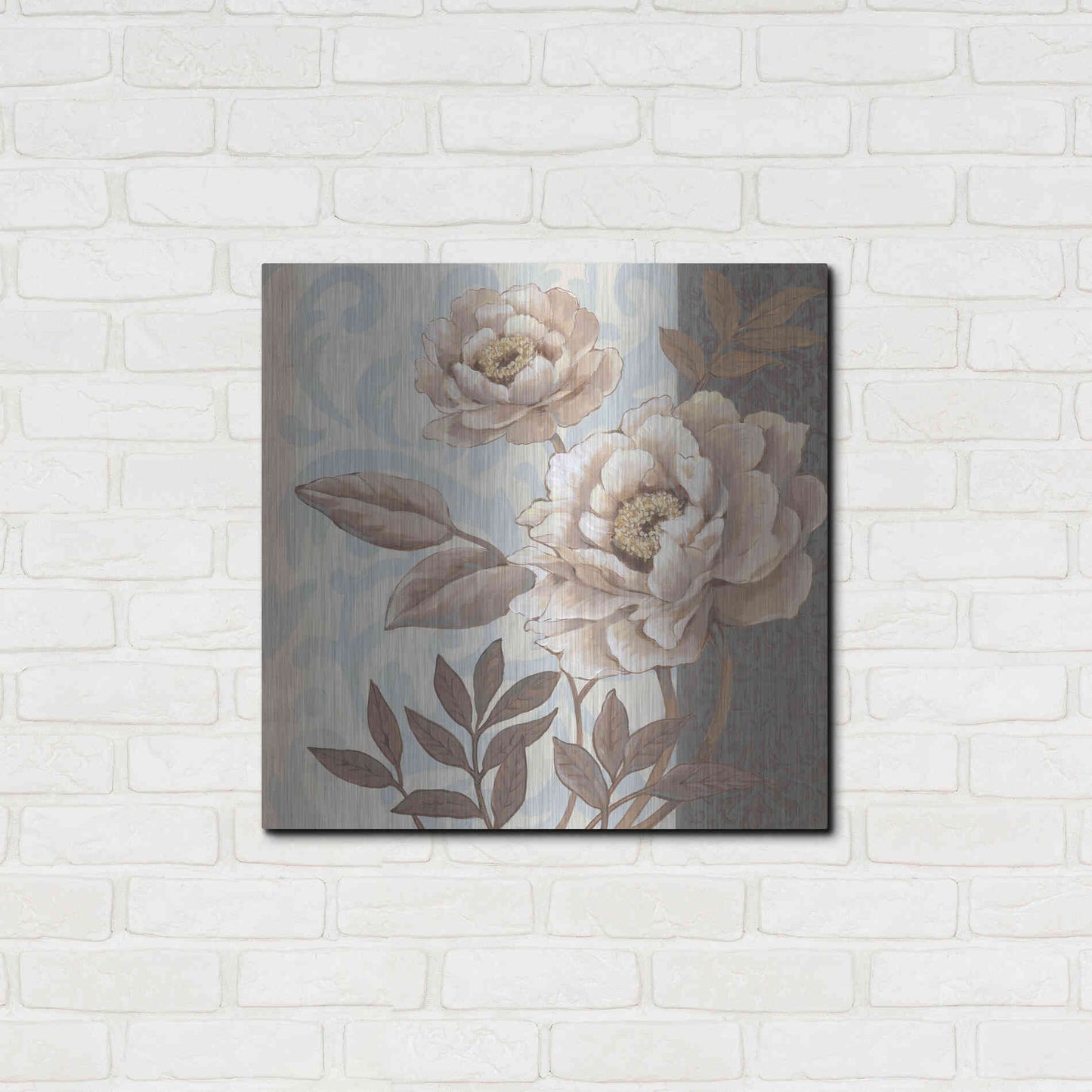 Luxe Metal Art 'Parisian Peony I' by Tim O'Toole, Metal Wall Art,24x24