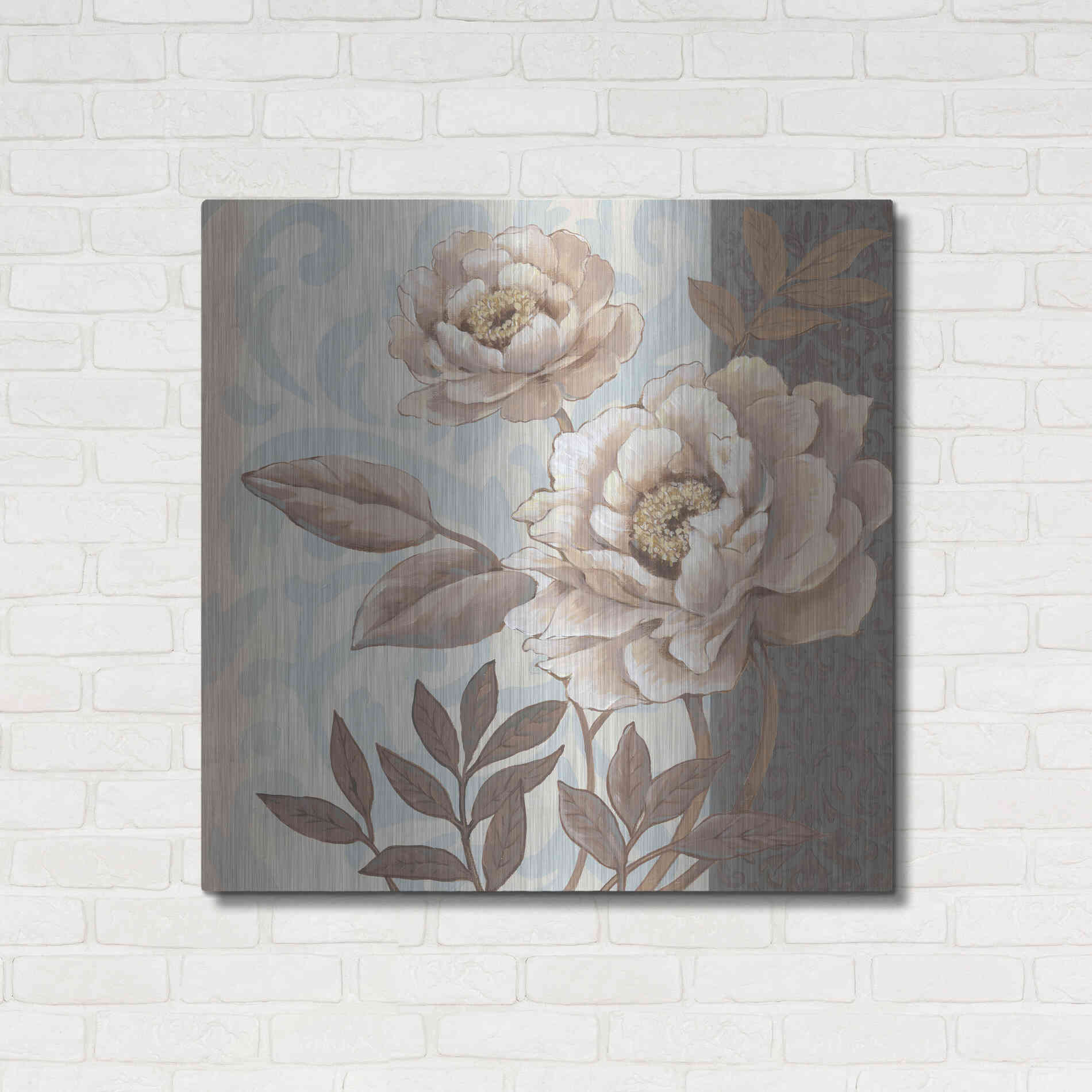 Luxe Metal Art 'Parisian Peony I' by Tim O'Toole, Metal Wall Art,36x36