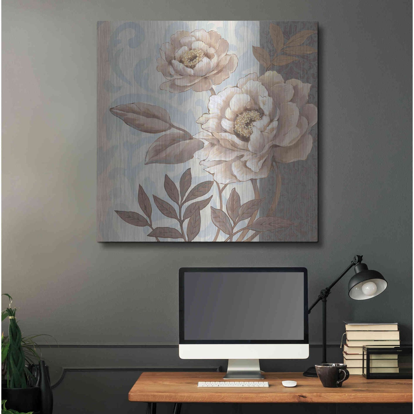 Luxe Metal Art 'Parisian Peony I' by Tim O'Toole, Metal Wall Art,36x36