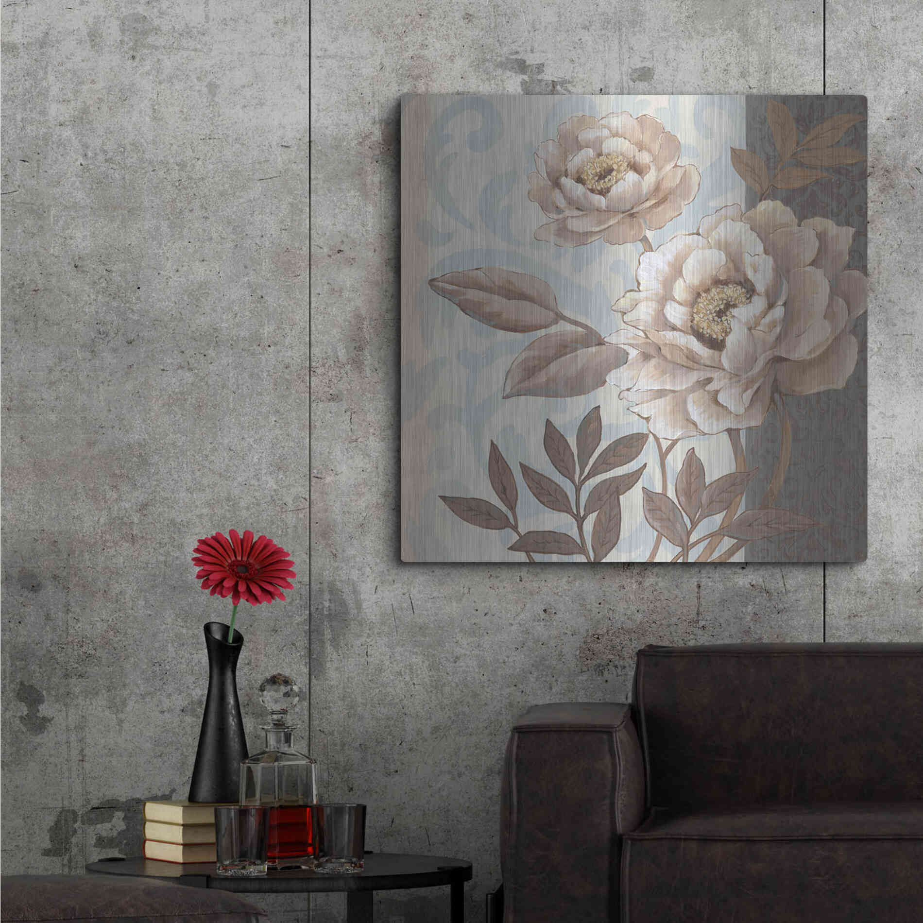 Luxe Metal Art 'Parisian Peony I' by Tim O'Toole, Metal Wall Art,36x36