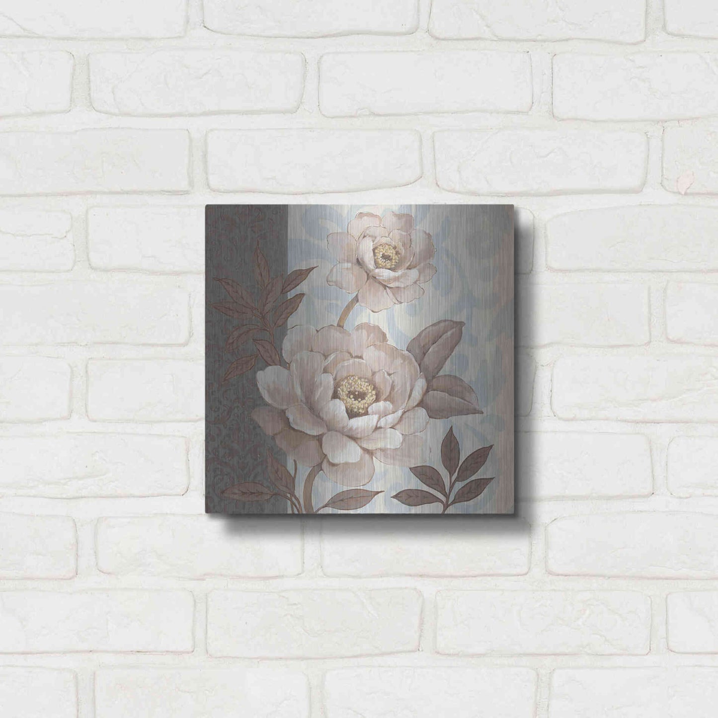 Luxe Metal Art 'Parisian Peony II' by Tim O'Toole, Metal Wall Art,12x12