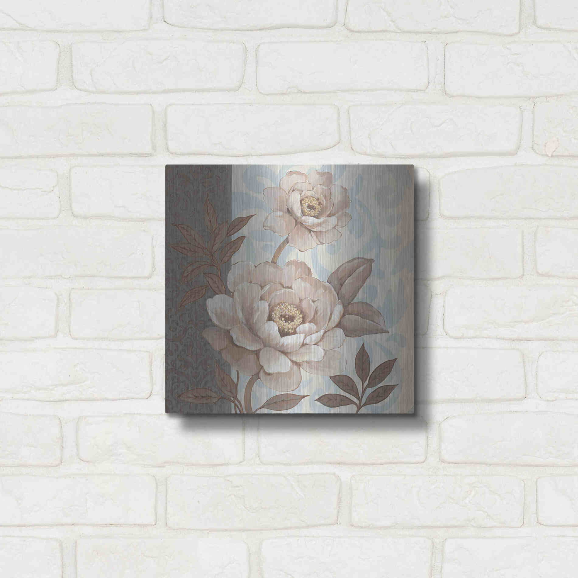 Luxe Metal Art 'Parisian Peony II' by Tim O'Toole, Metal Wall Art,12x12
