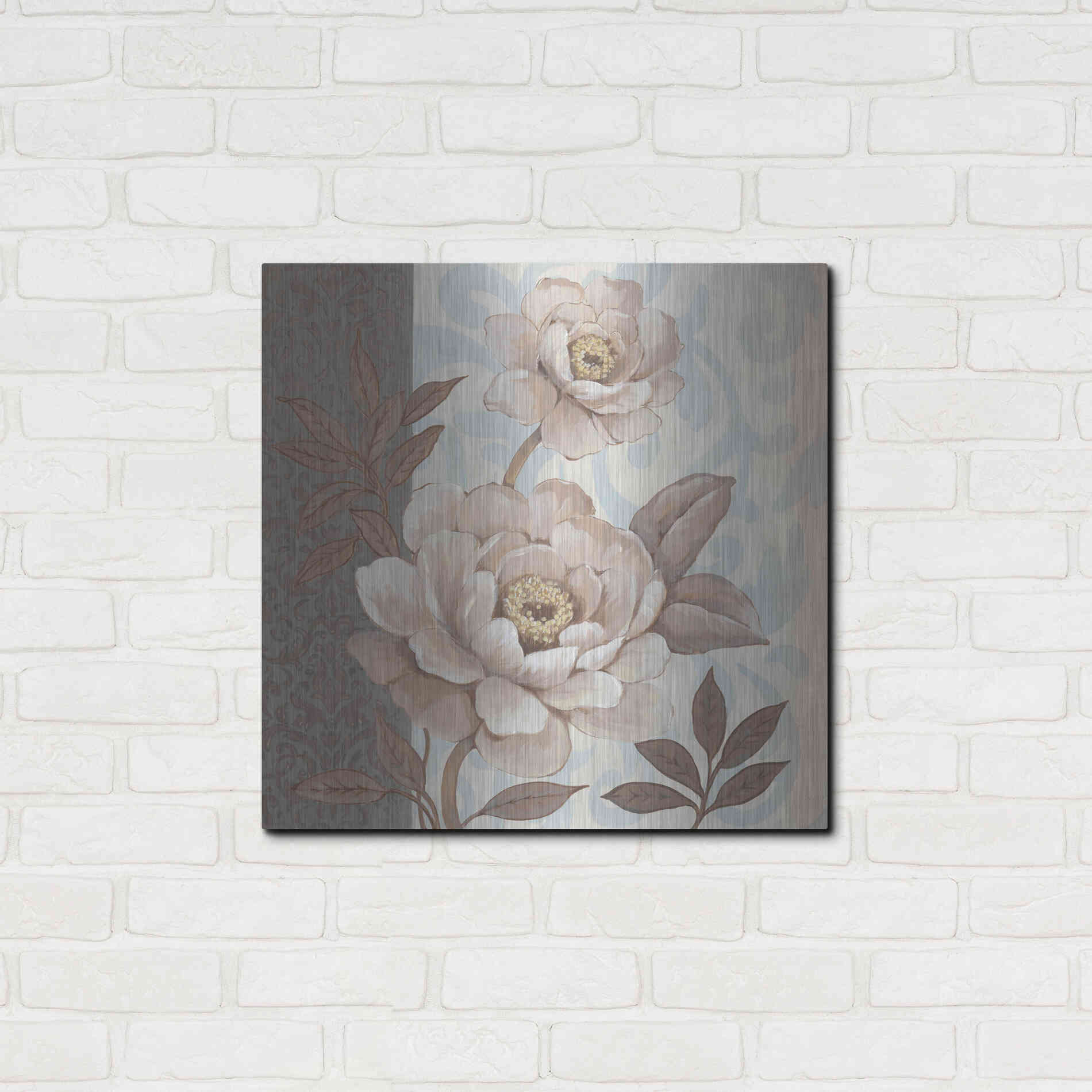 Luxe Metal Art 'Parisian Peony II' by Tim O'Toole, Metal Wall Art,24x24