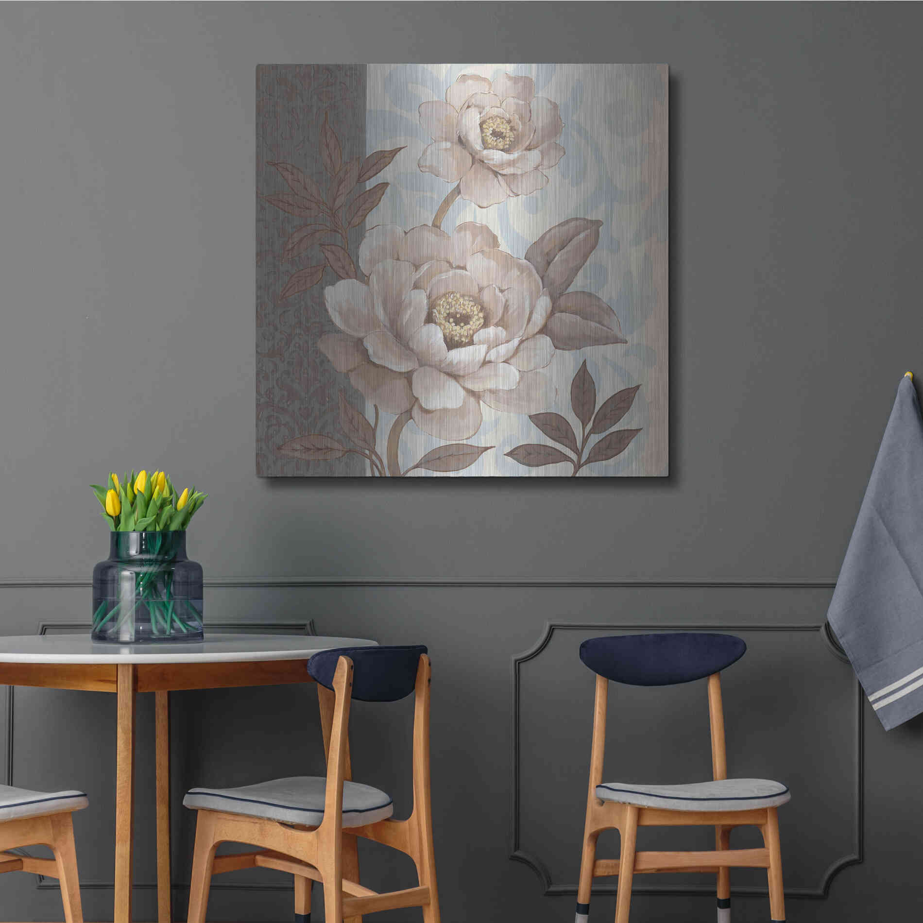 Luxe Metal Art 'Parisian Peony II' by Tim O'Toole, Metal Wall Art,36x36
