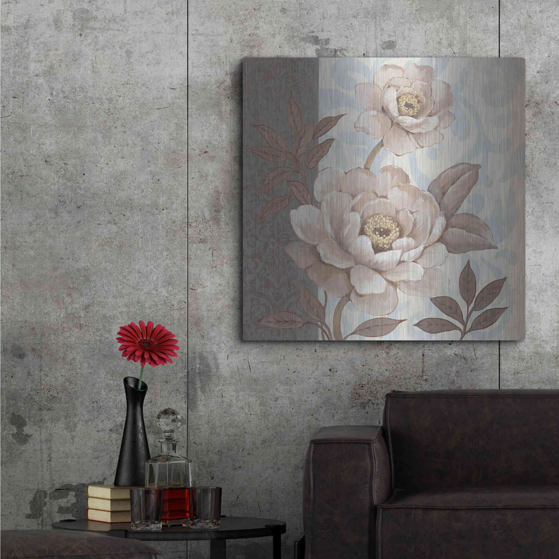 Luxe Metal Art 'Parisian Peony II' by Tim O'Toole, Metal Wall Art,36x36
