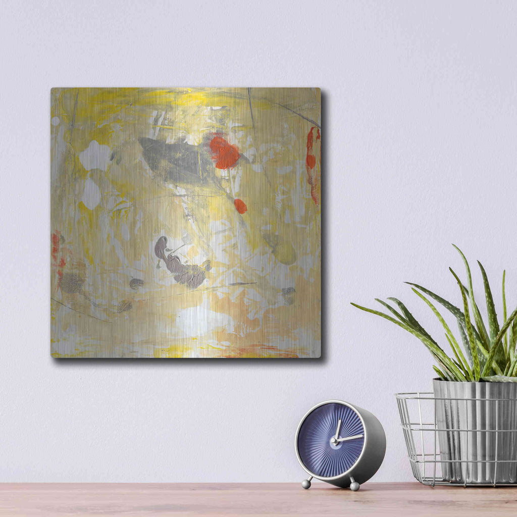 Luxe Metal Art 'Lemon Jostle I' by Tim O'Toole, Metal Wall Art,12x12