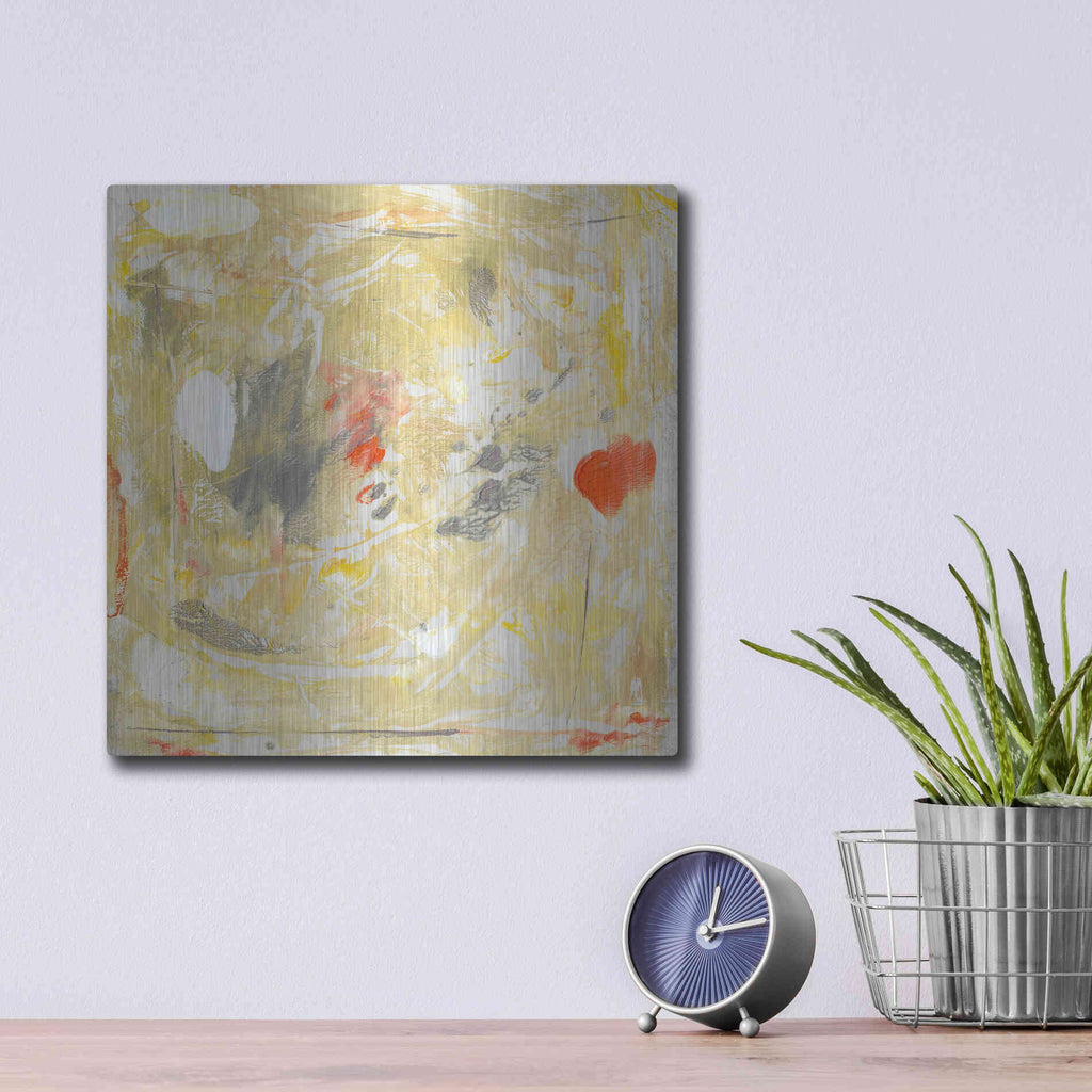 Luxe Metal Art 'Lemon Jostle II' by Tim O'Toole, Metal Wall Art,12x12