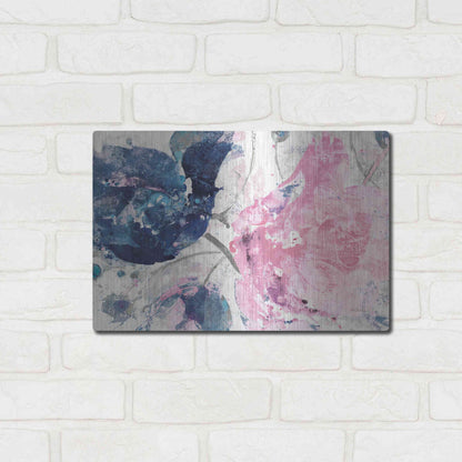 Luxe Metal Art 'Fireworks Abstract Navy Blue Flower Crop' by Albena Hristova, Metal Wall Art,16x12