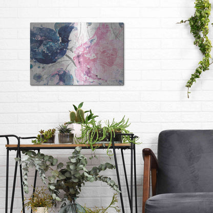 Luxe Metal Art 'Fireworks Abstract Navy Blue Flower Crop' by Albena Hristova, Metal Wall Art,16x12