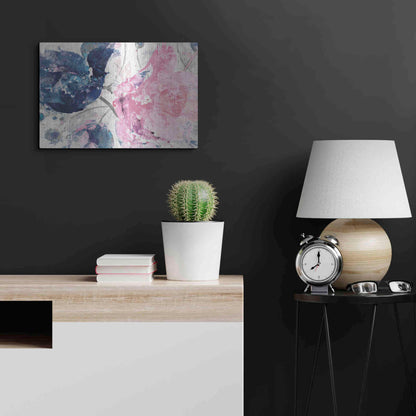 Luxe Metal Art 'Fireworks Abstract Navy Blue Flower Crop' by Albena Hristova, Metal Wall Art,24x16