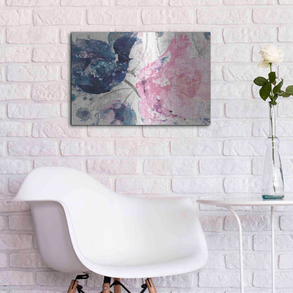 Luxe Metal Art 'Fireworks Abstract Navy Blue Flower Crop' by Albena Hristova, Metal Wall Art,24x16