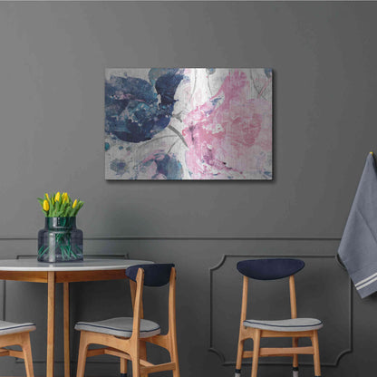 Luxe Metal Art 'Fireworks Abstract Navy Blue Flower Crop' by Albena Hristova, Metal Wall Art,36x24