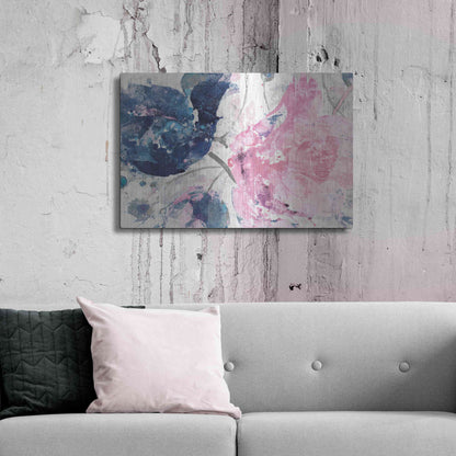 Luxe Metal Art 'Fireworks Abstract Navy Blue Flower Crop' by Albena Hristova, Metal Wall Art,36x24