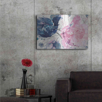 Luxe Metal Art 'Fireworks Abstract Navy Blue Flower Crop' by Albena Hristova, Metal Wall Art,36x24