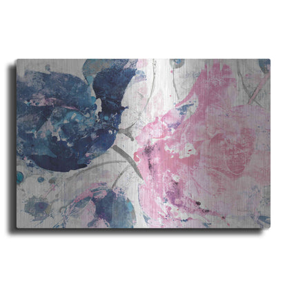 Luxe Metal Art 'Fireworks Abstract Navy Blue Flower Crop' by Albena Hristova, Metal Wall Art