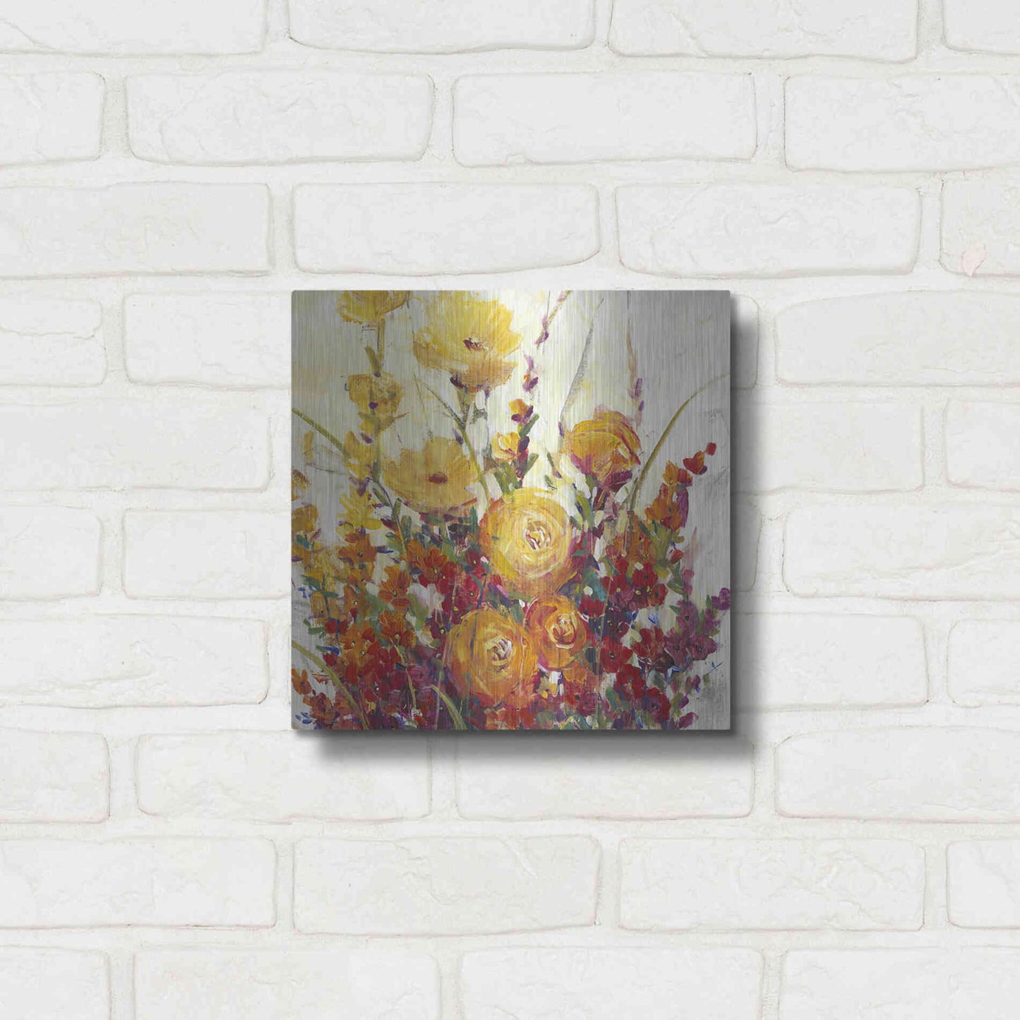 Luxe Metal Art 'Mixed Bouquet I' by Tim O'Toole, Metal Wall Art,12x12