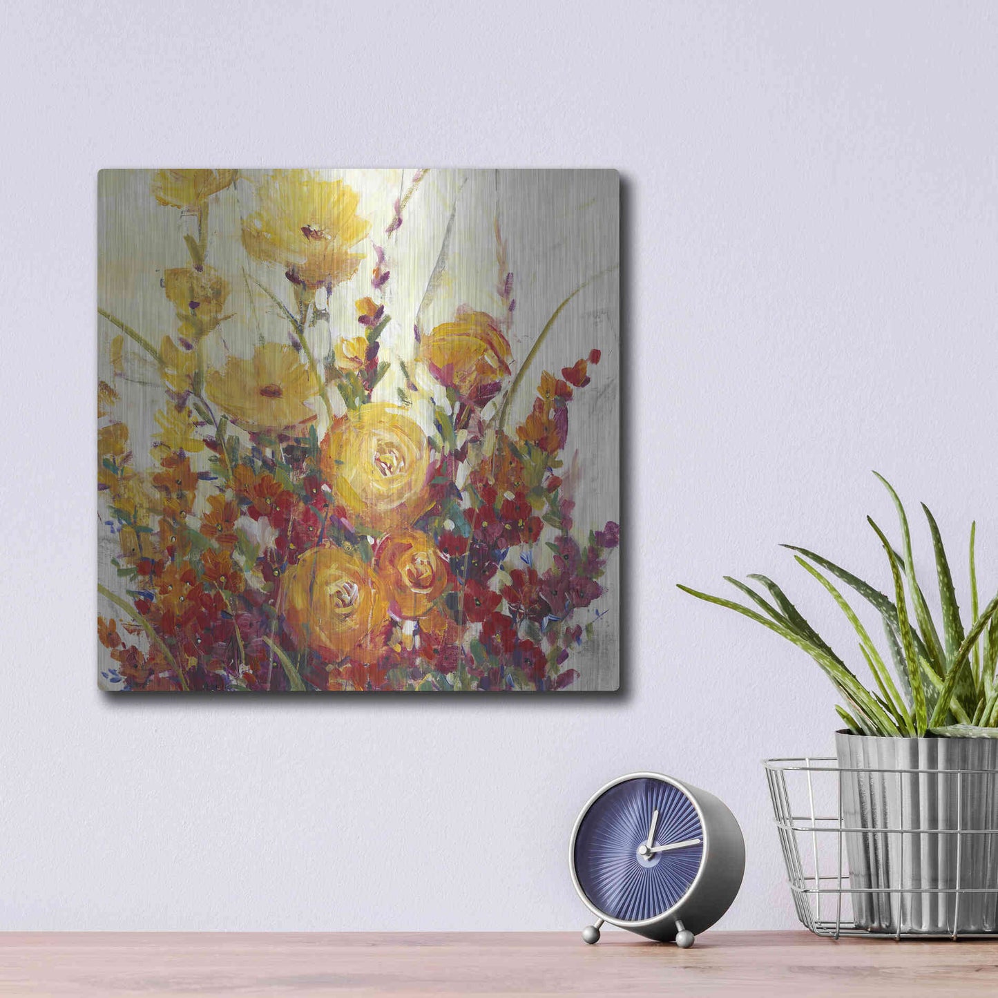 Luxe Metal Art 'Mixed Bouquet I' by Tim O'Toole, Metal Wall Art,12x12