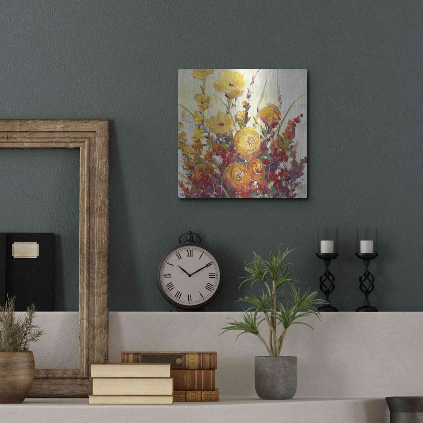 Luxe Metal Art 'Mixed Bouquet I' by Tim O'Toole, Metal Wall Art,12x12