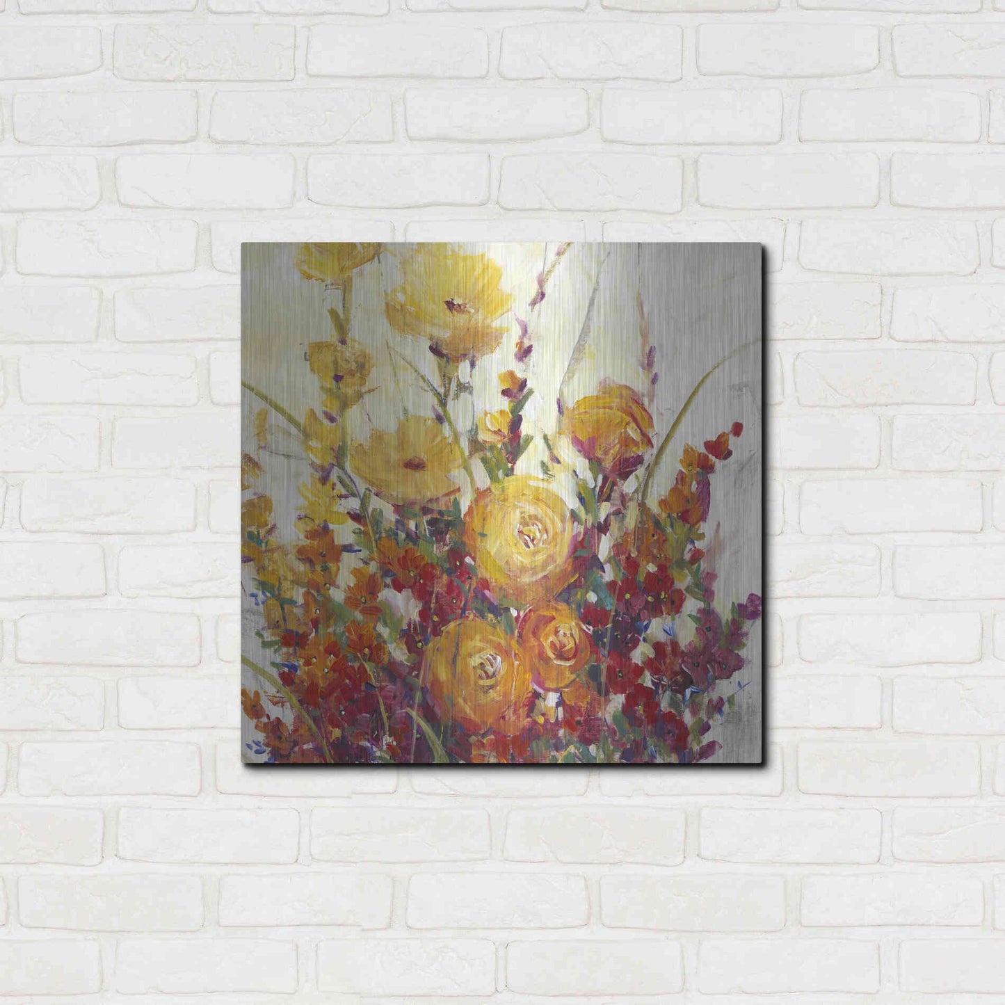 Luxe Metal Art 'Mixed Bouquet I' by Tim O'Toole, Metal Wall Art,24x24