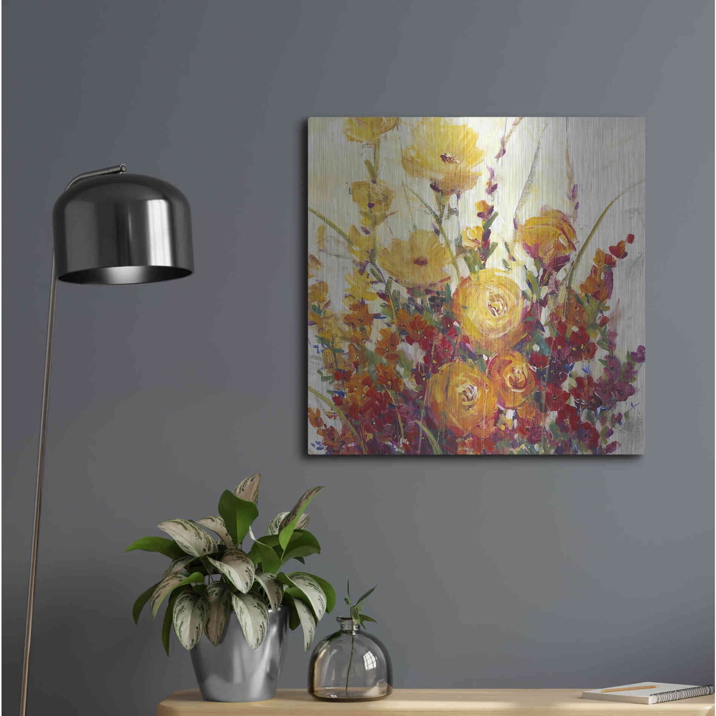 Luxe Metal Art 'Mixed Bouquet I' by Tim O'Toole, Metal Wall Art,24x24