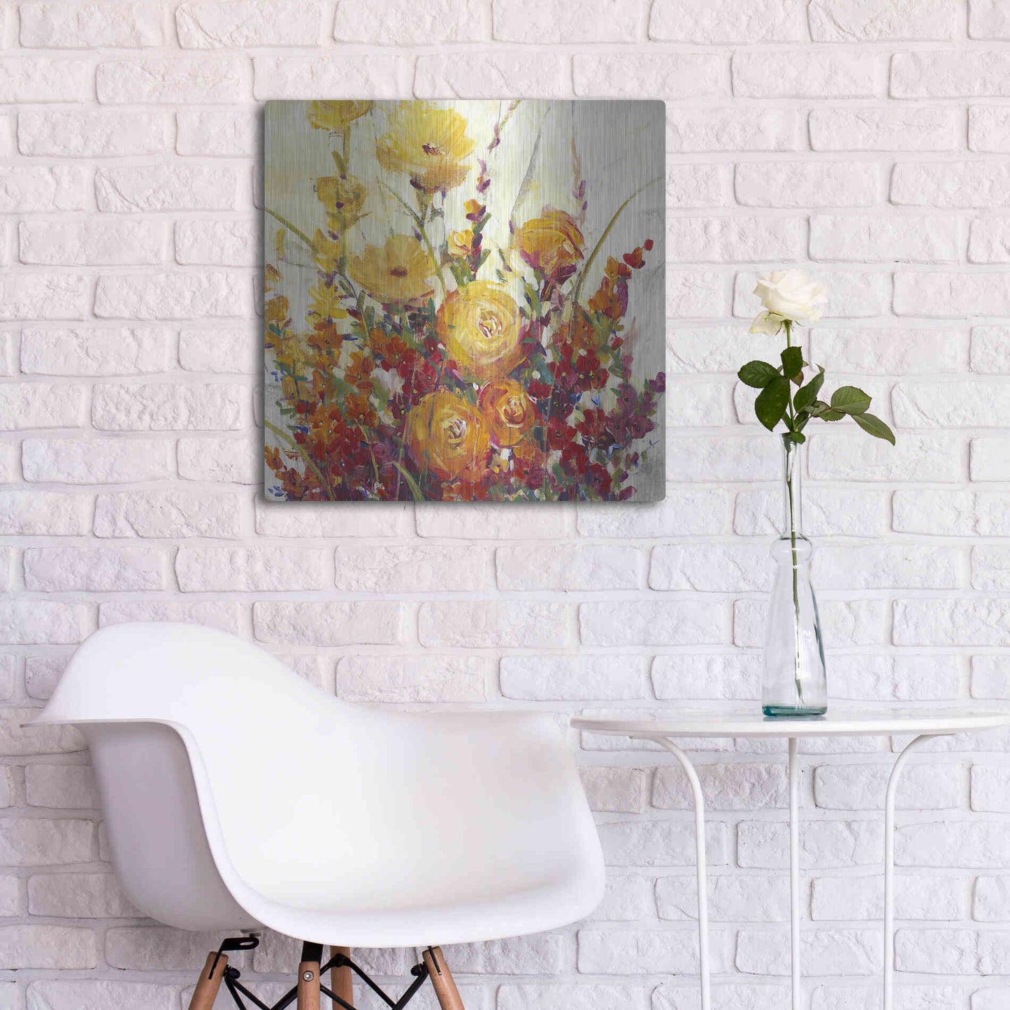 Luxe Metal Art 'Mixed Bouquet I' by Tim O'Toole, Metal Wall Art,24x24