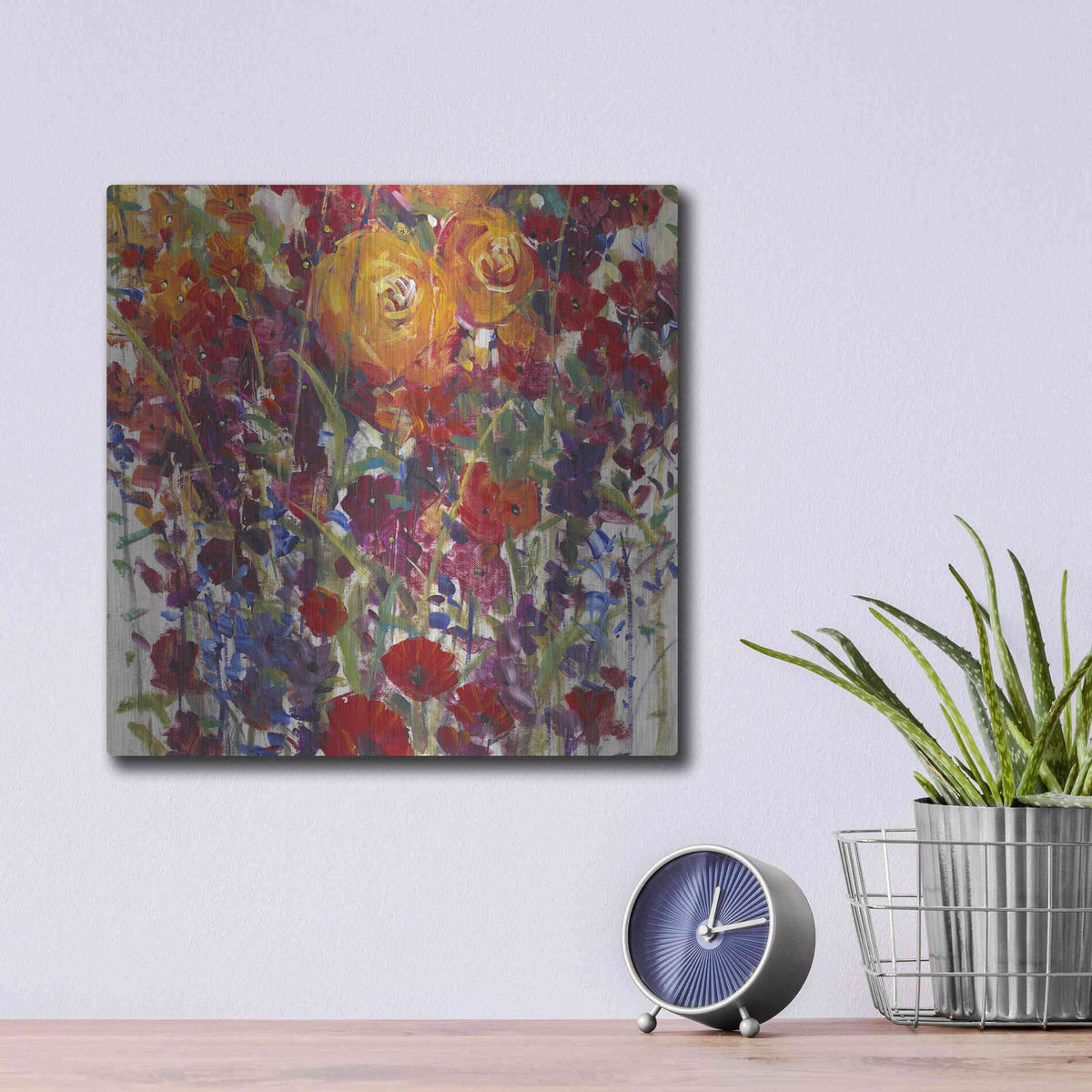 Luxe Metal Art 'Mixed Bouquet III' by Tim O'Toole, Metal Wall Art,12x12