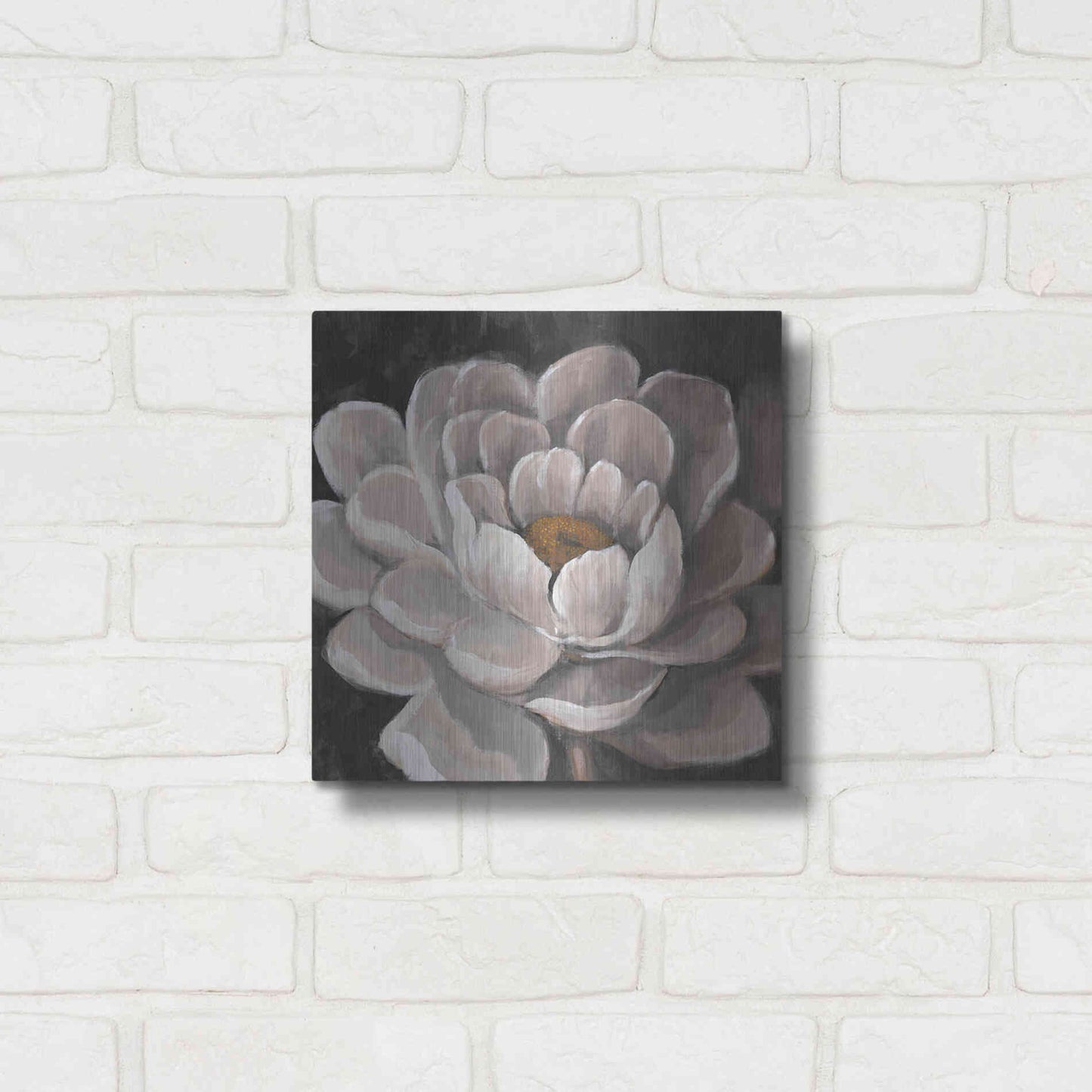 Luxe Metal Art 'Neutral Fleur I' by Tim O'Toole, Metal Wall Art,12x12