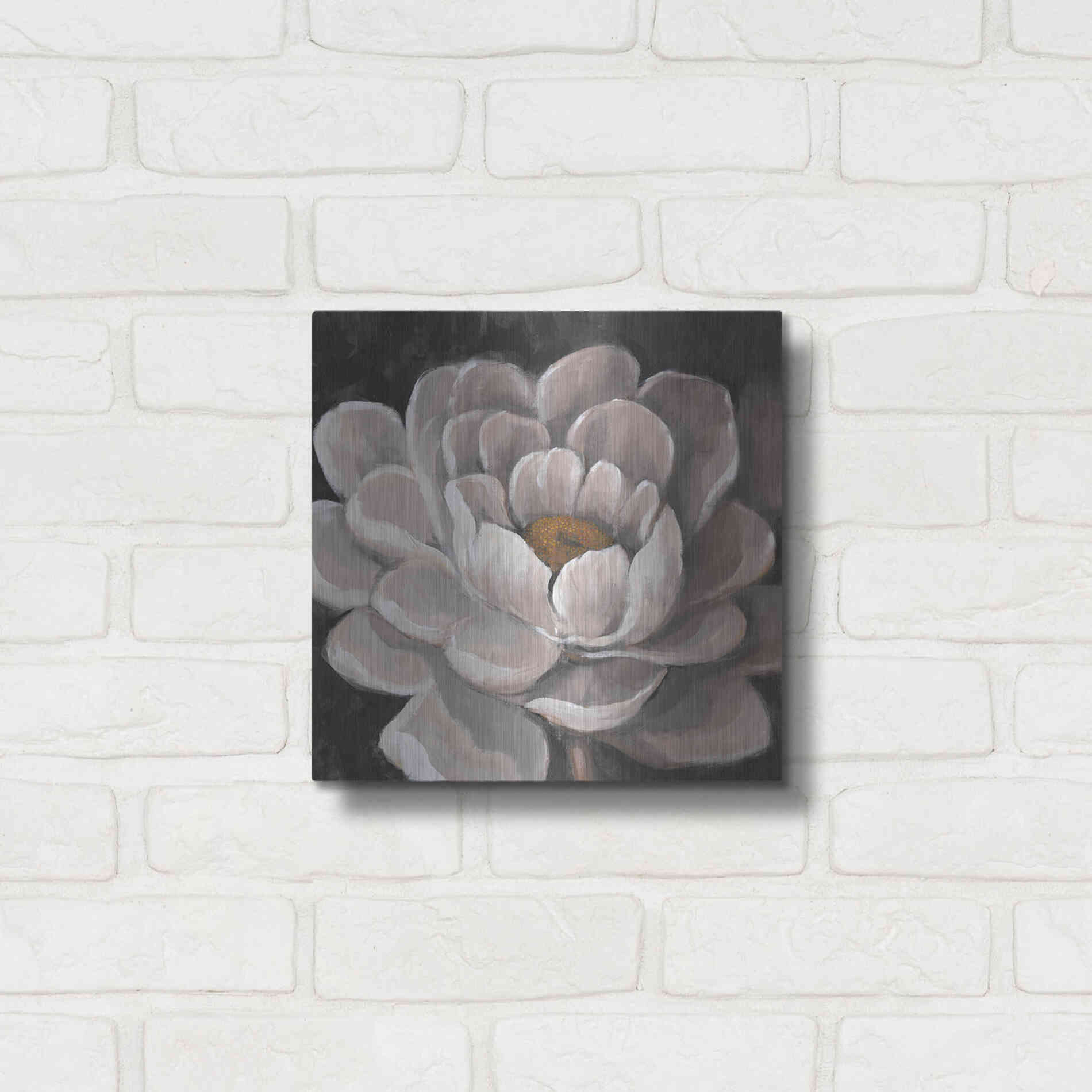 Luxe Metal Art 'Neutral Fleur I' by Tim O'Toole, Metal Wall Art,12x12
