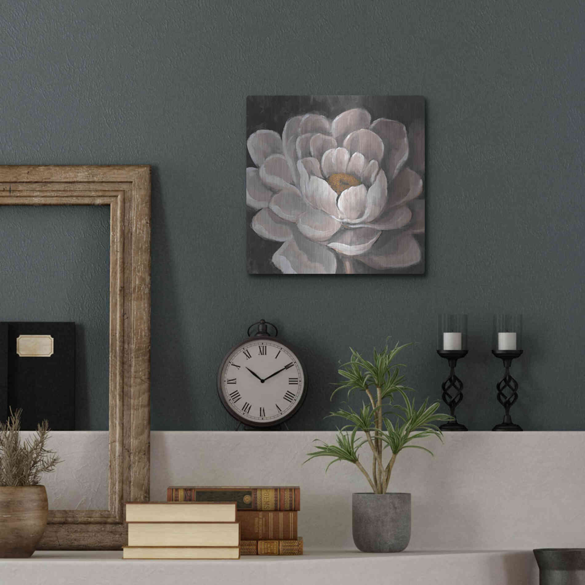 Luxe Metal Art 'Neutral Fleur I' by Tim O'Toole, Metal Wall Art,12x12
