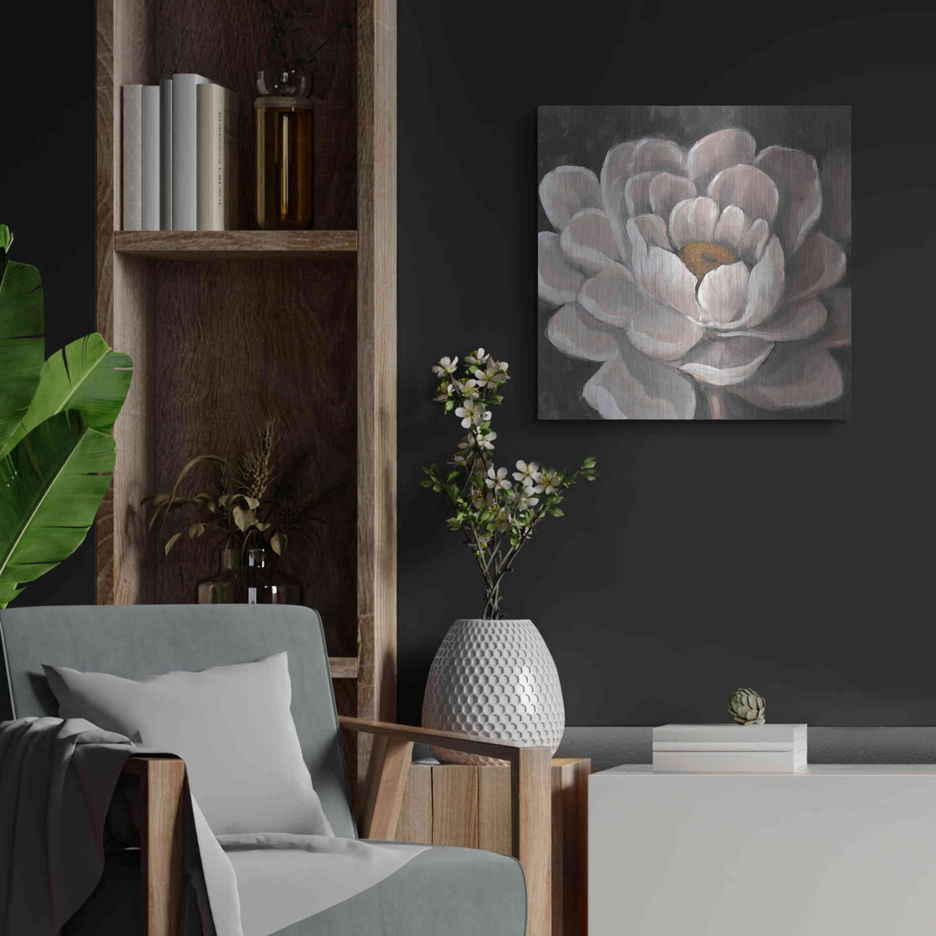 Luxe Metal Art 'Neutral Fleur I' by Tim O'Toole, Metal Wall Art,24x24