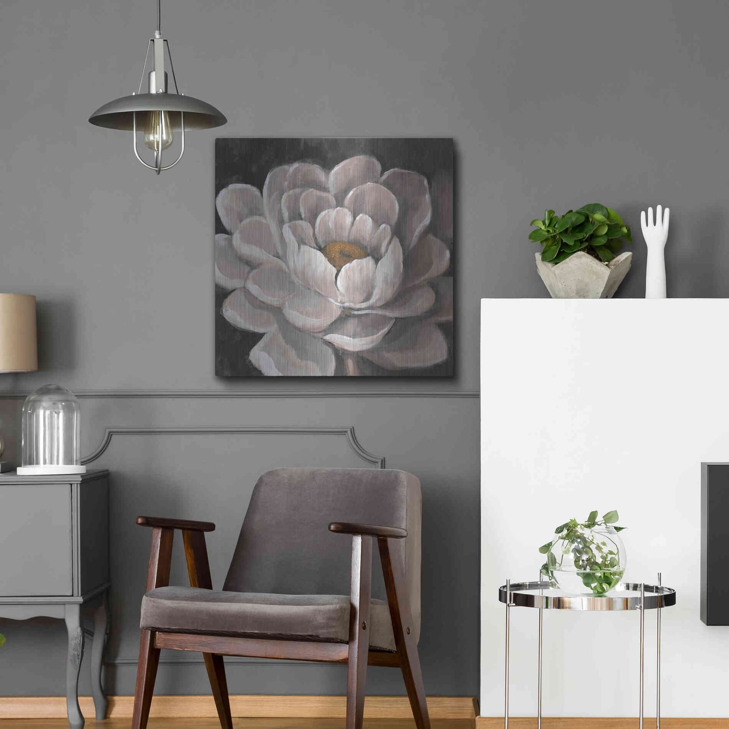Luxe Metal Art 'Neutral Fleur I' by Tim O'Toole, Metal Wall Art,24x24