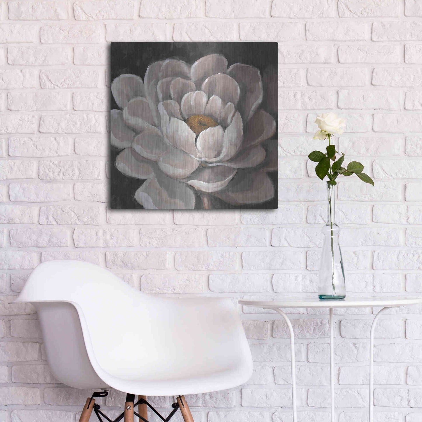 Luxe Metal Art 'Neutral Fleur I' by Tim O'Toole, Metal Wall Art,24x24