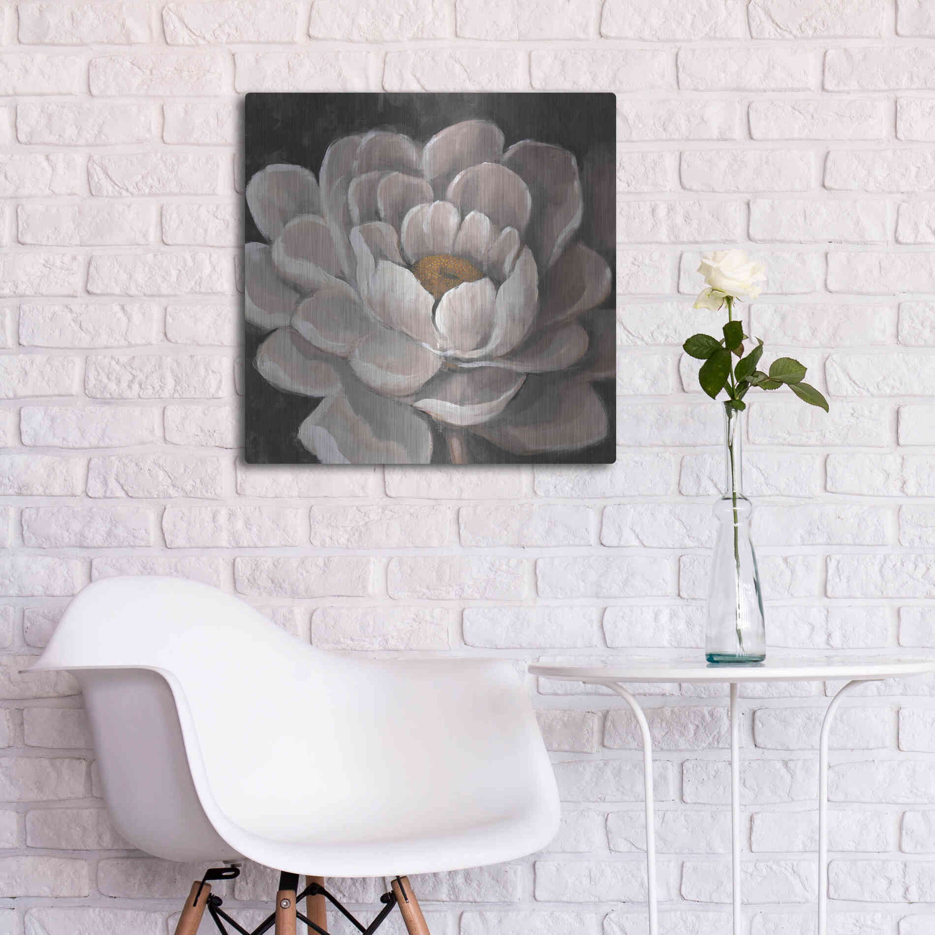 Luxe Metal Art 'Neutral Fleur I' by Tim O'Toole, Metal Wall Art,24x24