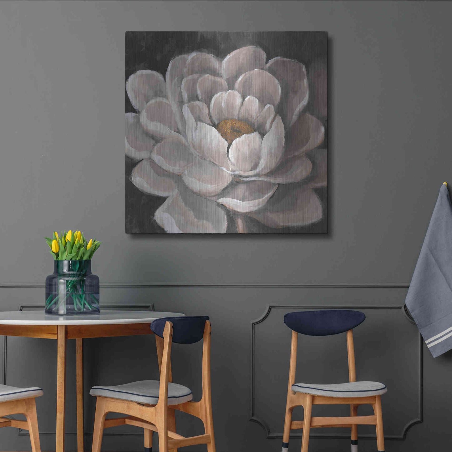 Luxe Metal Art 'Neutral Fleur I' by Tim O'Toole, Metal Wall Art,36x36