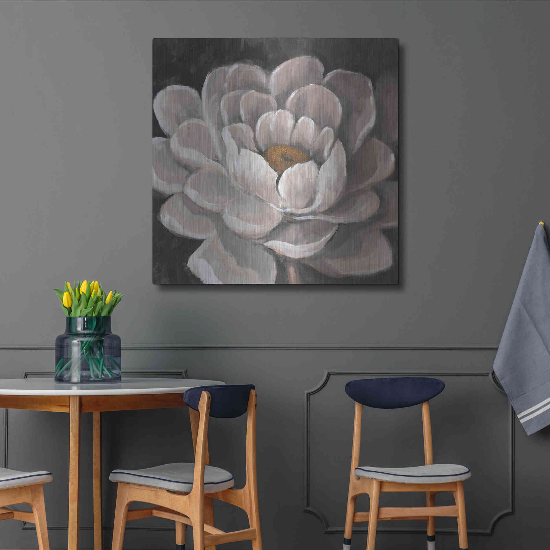 Luxe Metal Art 'Neutral Fleur I' by Tim O'Toole, Metal Wall Art,36x36
