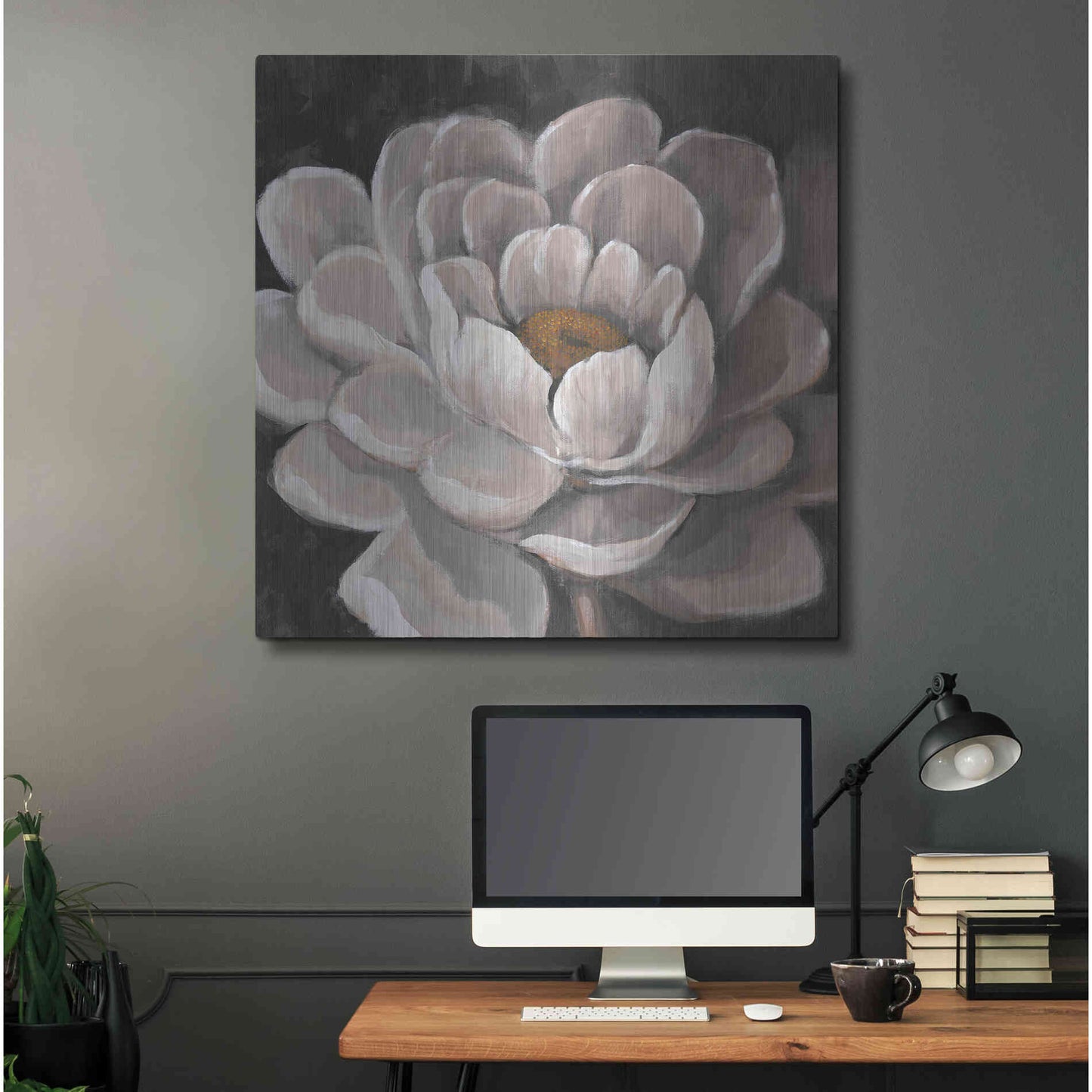 Luxe Metal Art 'Neutral Fleur I' by Tim O'Toole, Metal Wall Art,36x36