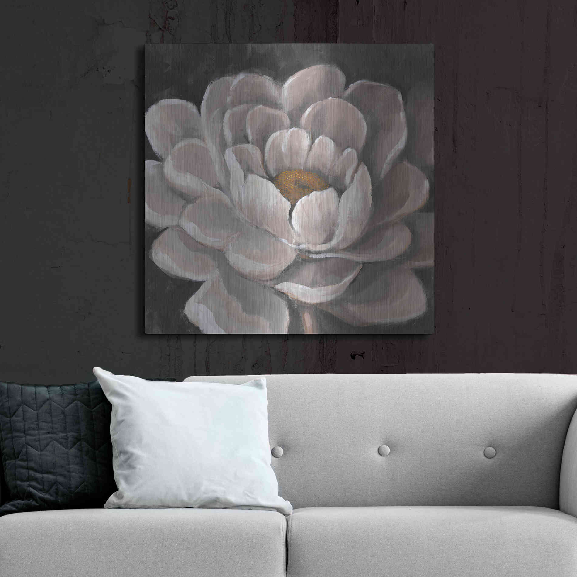 Luxe Metal Art 'Neutral Fleur I' by Tim O'Toole, Metal Wall Art,36x36