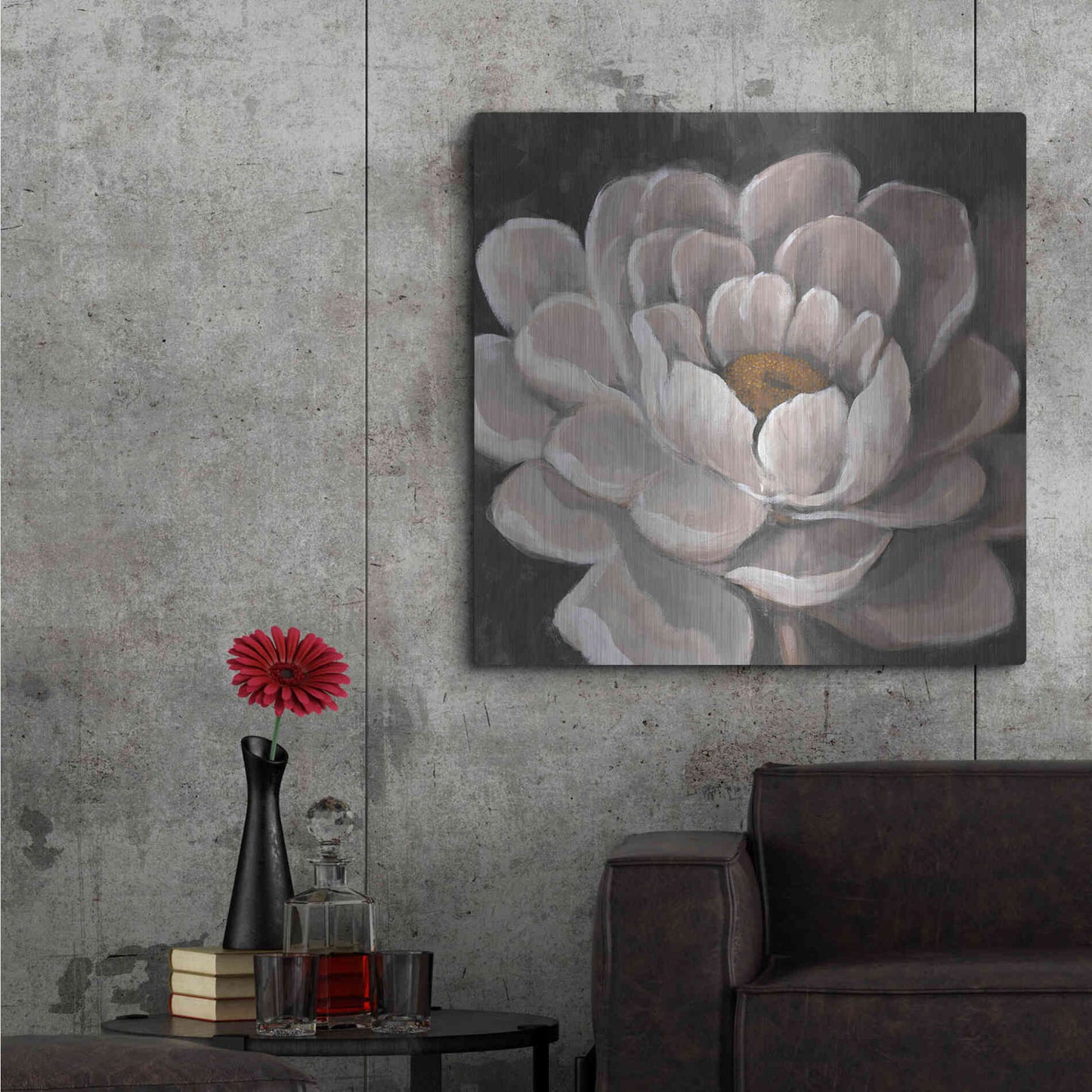 Luxe Metal Art 'Neutral Fleur I' by Tim O'Toole, Metal Wall Art,36x36