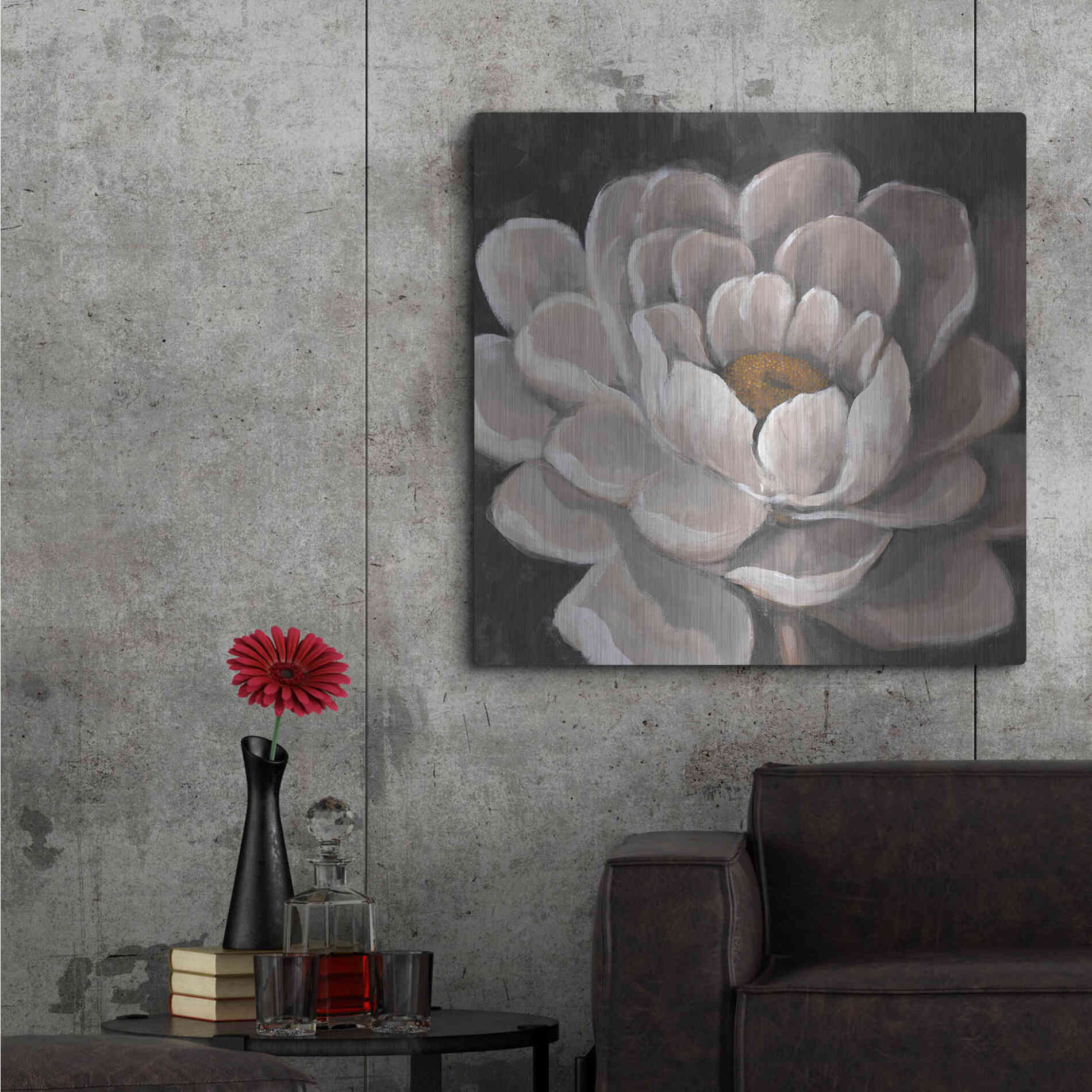 Luxe Metal Art 'Neutral Fleur I' by Tim O'Toole, Metal Wall Art,36x36