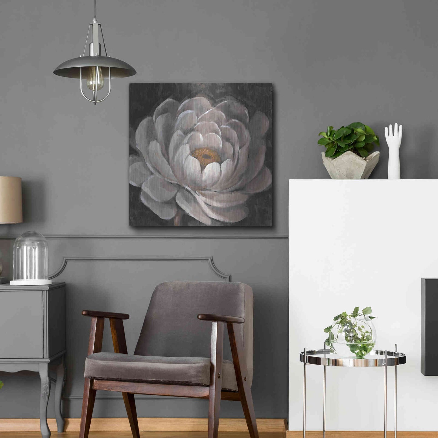 Luxe Metal Art 'Nuetral Fleur II' by Tim O'Toole, Metal Wall Art,24x24